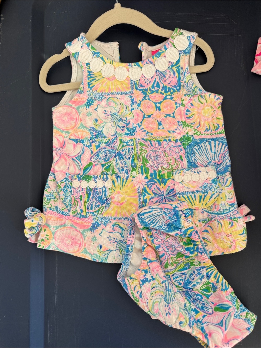 Lilly Pulitzer Girls Multicolor Pink Blue Yellow Printed Dress Set